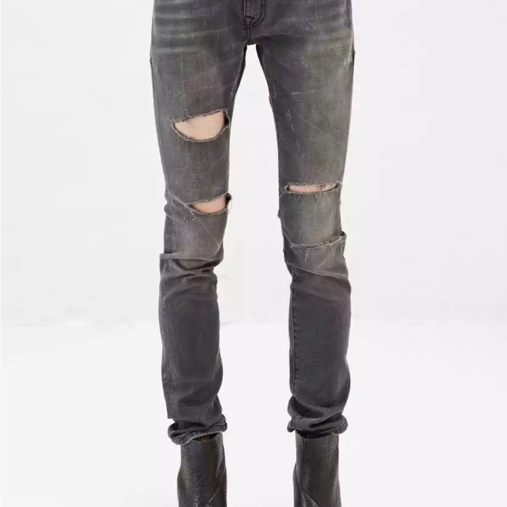 NEW R13 Skate Ripped Distressed Gray Jeans Sz 27